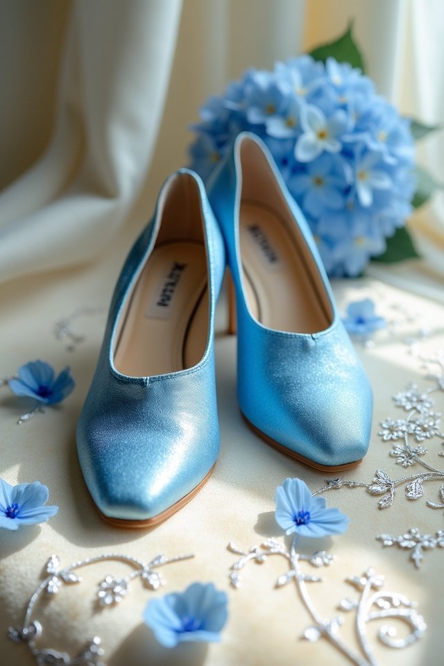 whimsical blue tuxedo shoes