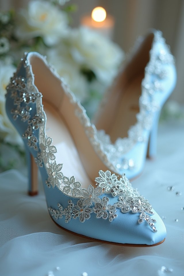 whimsical blue wedding shoes