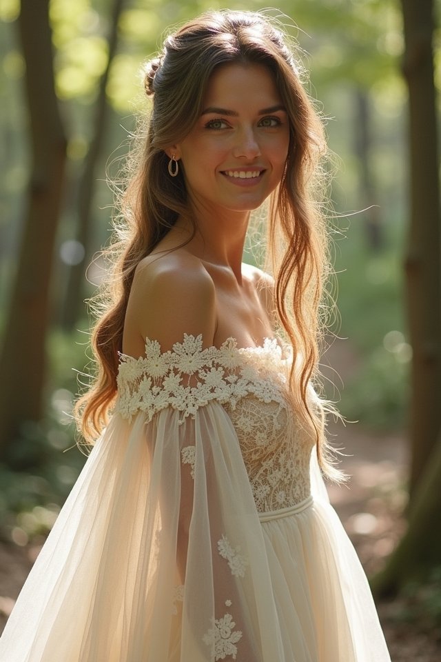 whimsical bohemian off the shoulder gown