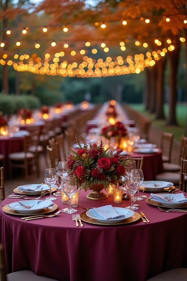 whimsical burgundy blue elegance