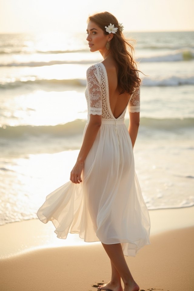 whimsical button back midi dress