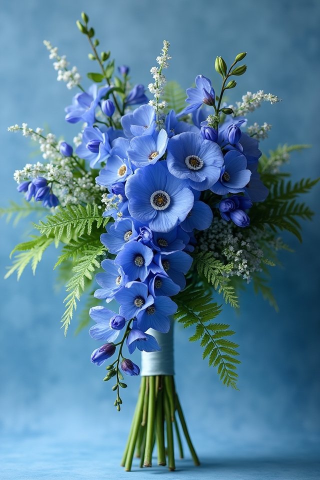 whimsical cascading bluebell arrangement