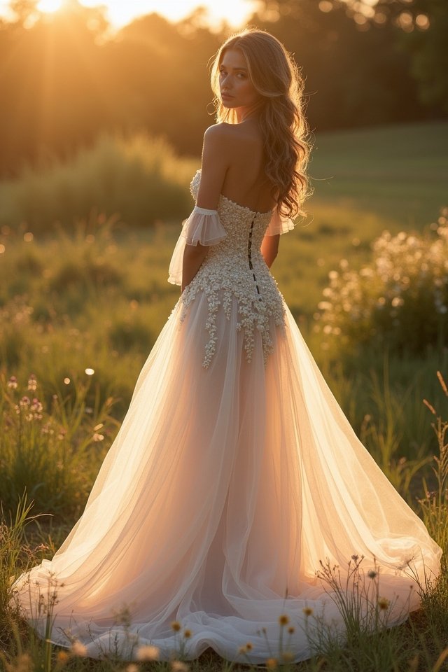 whimsical cascading tulle gown
