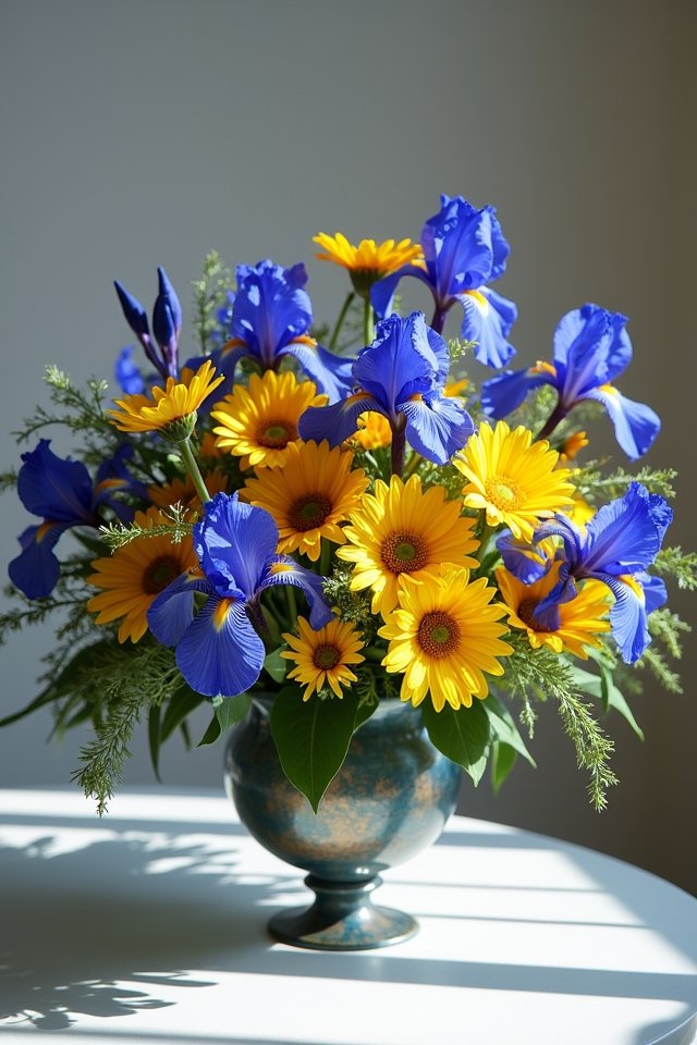 whimsical daisies and irises