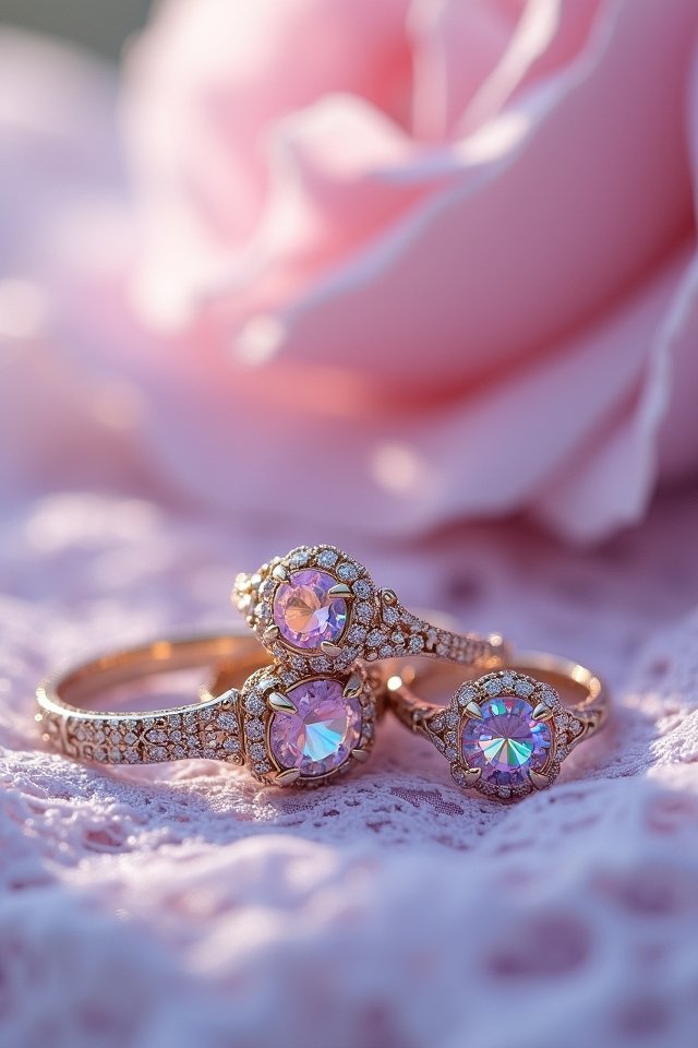 whimsical filigree wedding rings