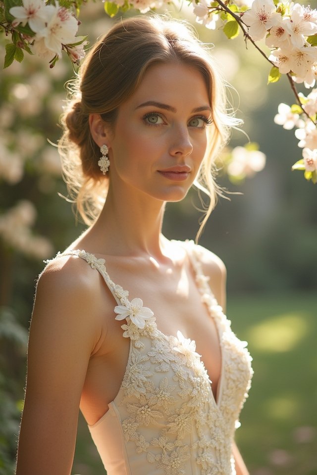 whimsical floral appliqu gown