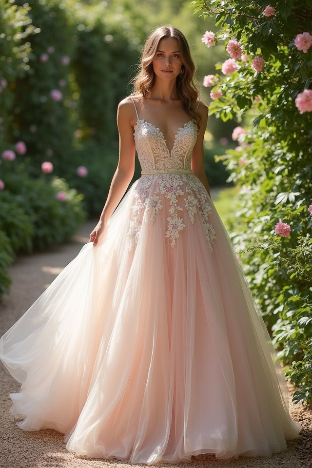 whimsical floral ballgown appliqu