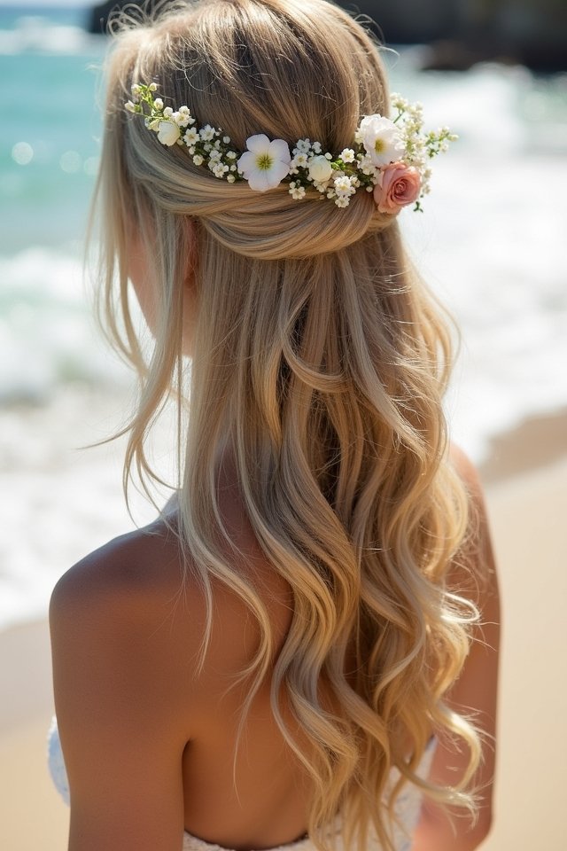 whimsical floral beach wedding