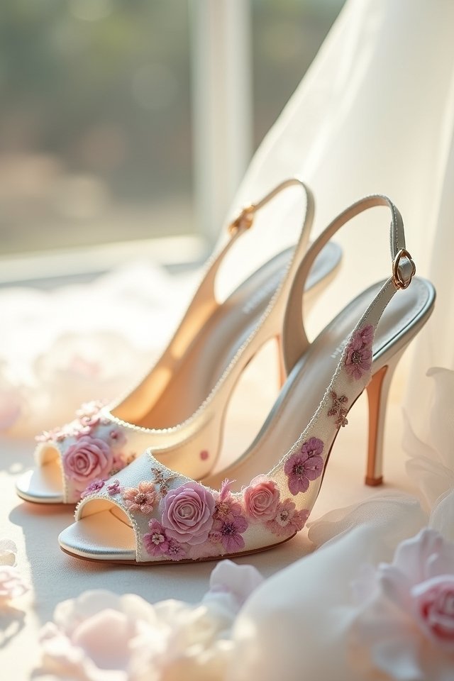whimsical floral bridal slingbacks