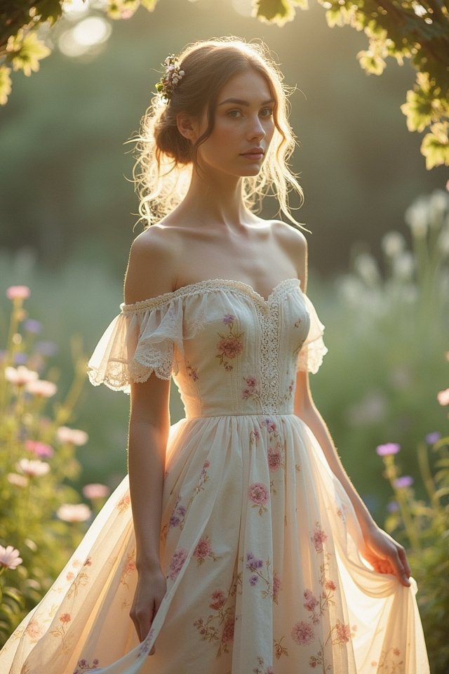 whimsical floral cascade dress