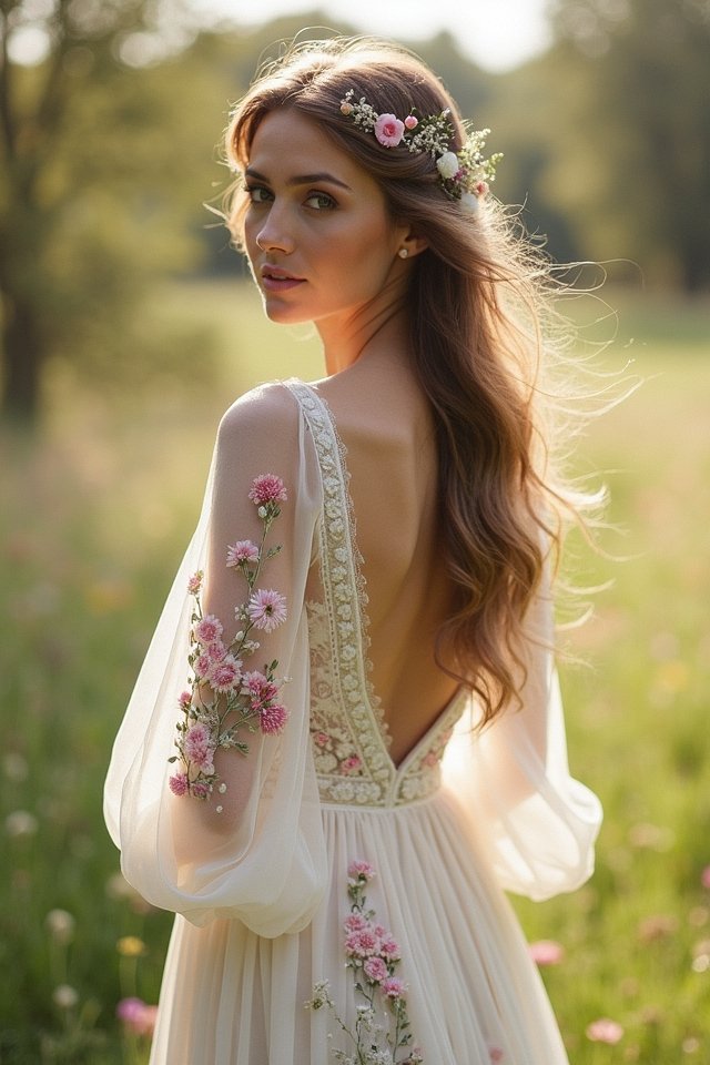 whimsical floral embroidered dress