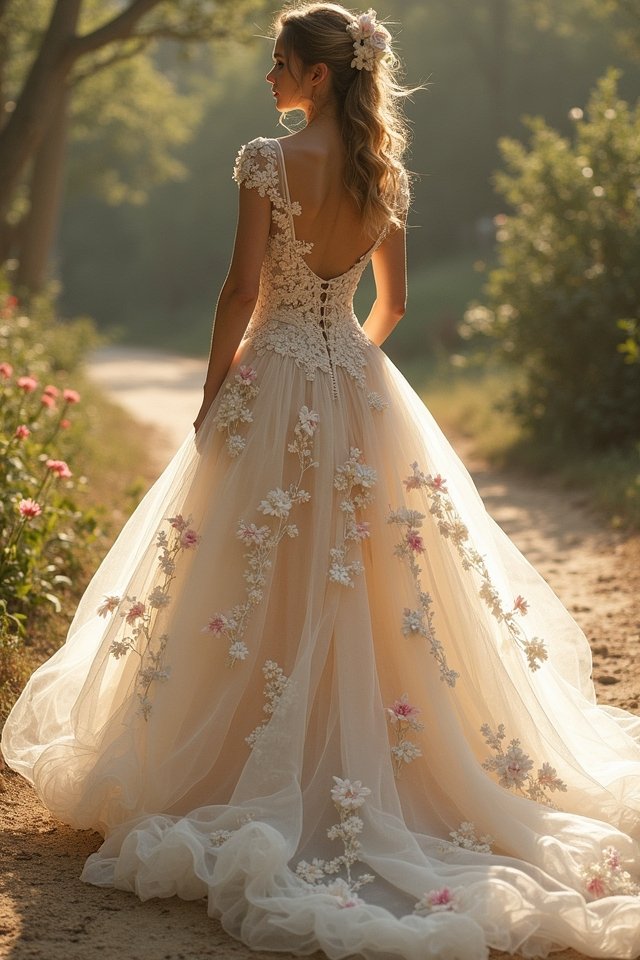 whimsical floral embroidered gown
