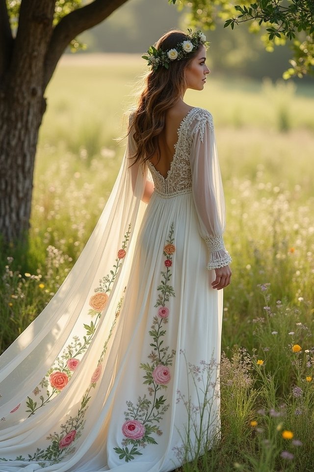 whimsical floral embroidered gowns