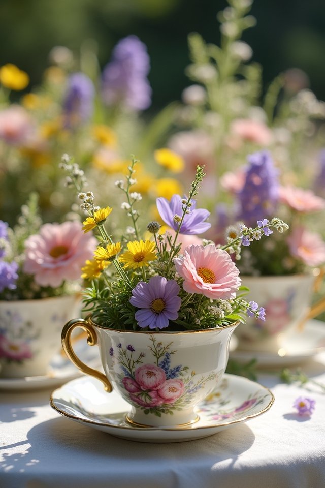 whimsical floral tea centerpieces