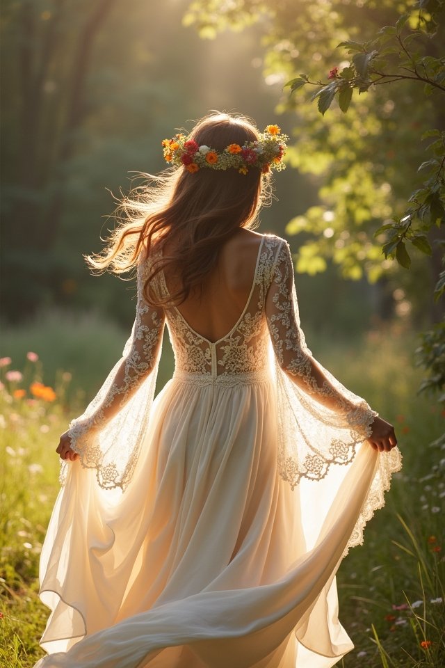 whimsical flowy a line gown