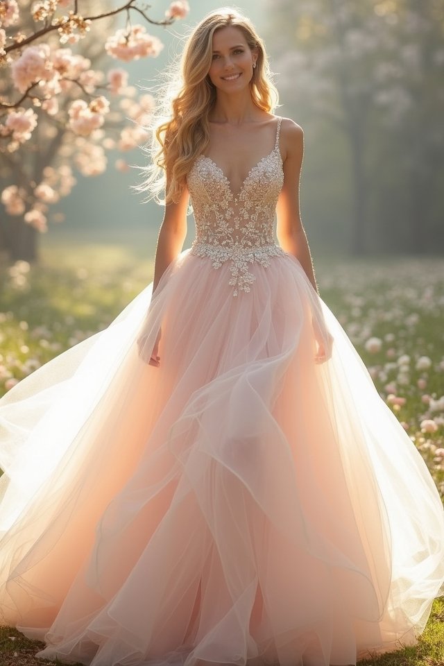 whimsical glittering tulle gown