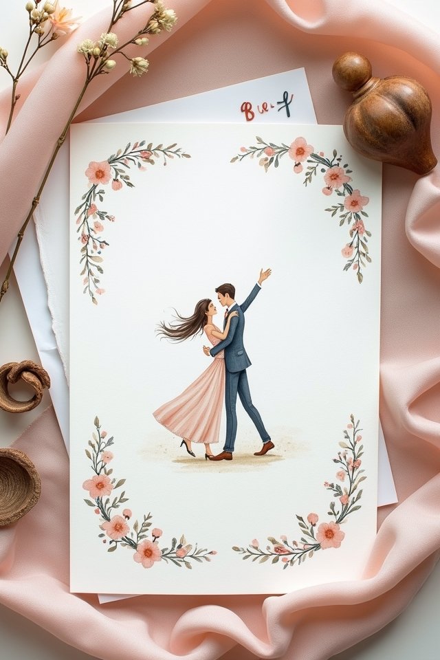 whimsical illustrated love invitations