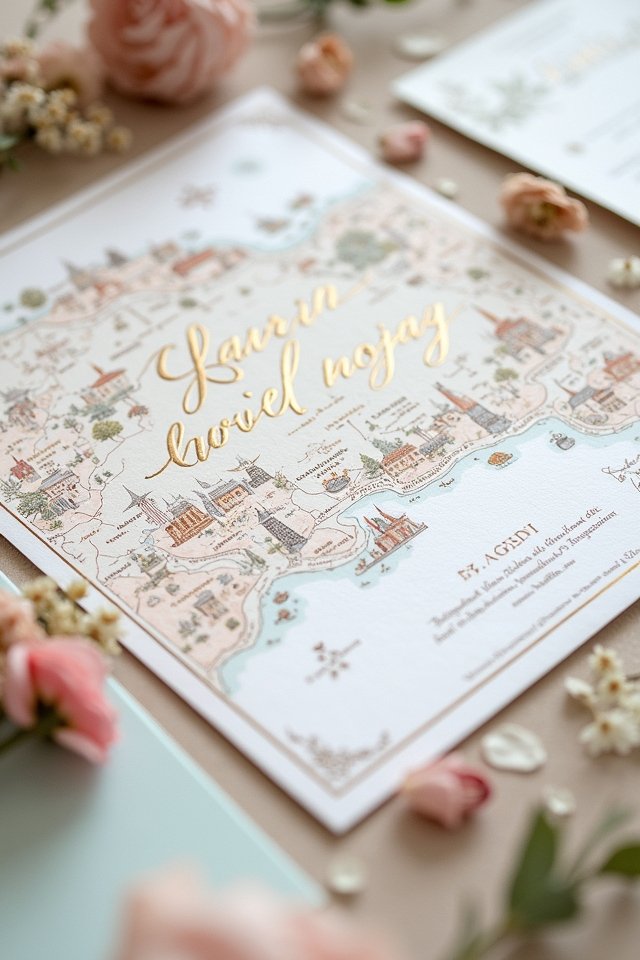 whimsical illustrated wedding maps