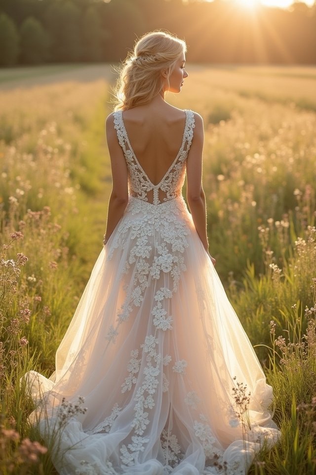 whimsical lace tulle gown