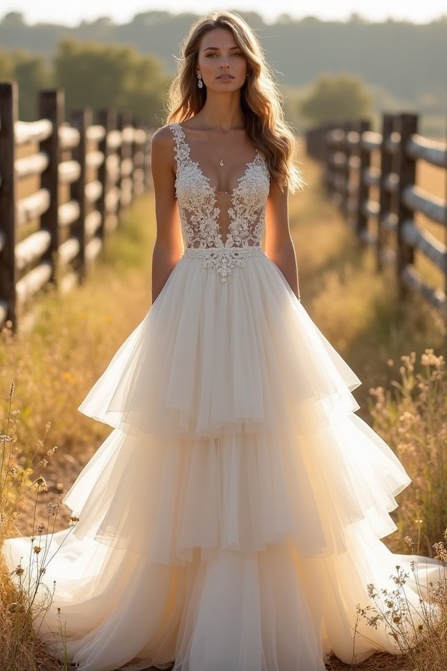 whimsical layered cowgirl gowns