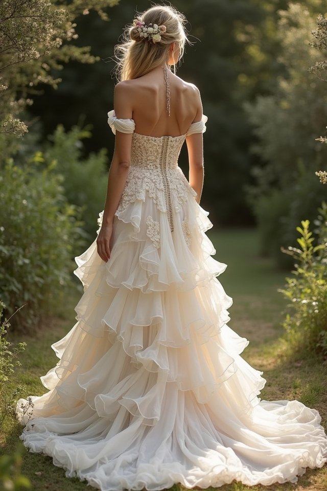 whimsical layered ruffled gown