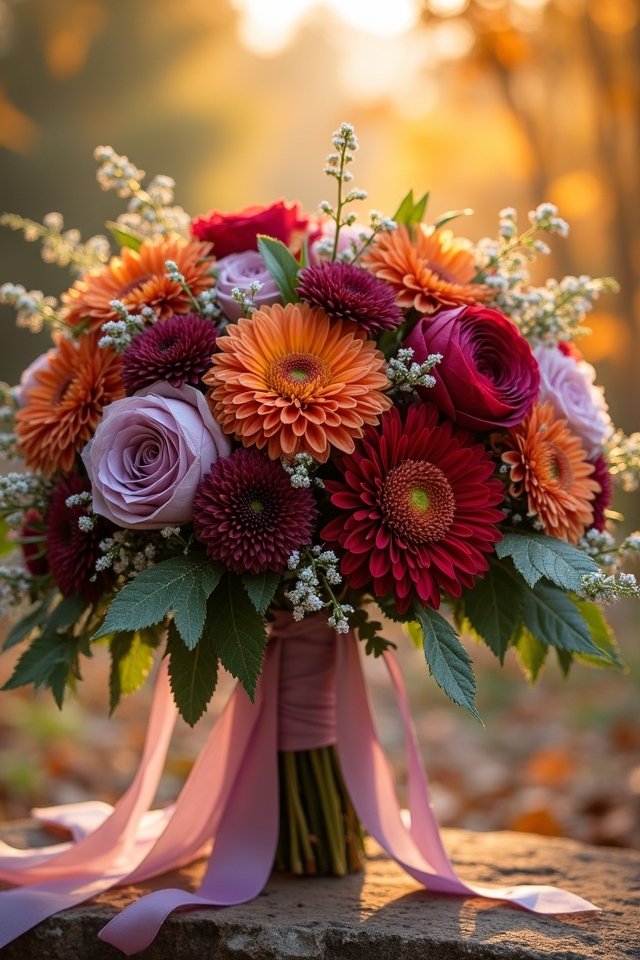 whimsical lilac and orange blooms