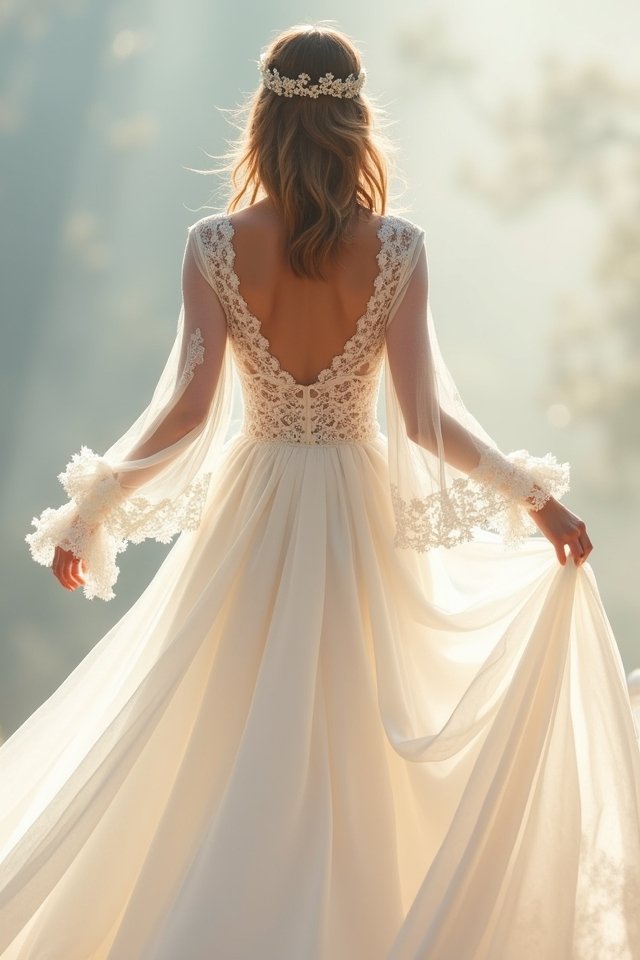 whimsical long ruffled sleeves