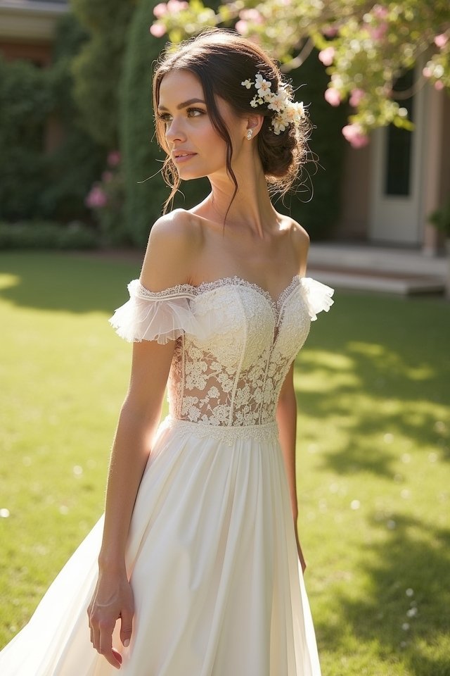 whimsical off shoulder elegance