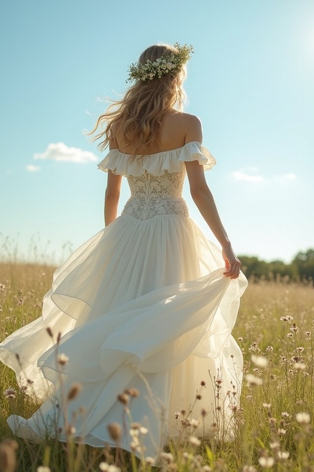 whimsical off shoulder gown