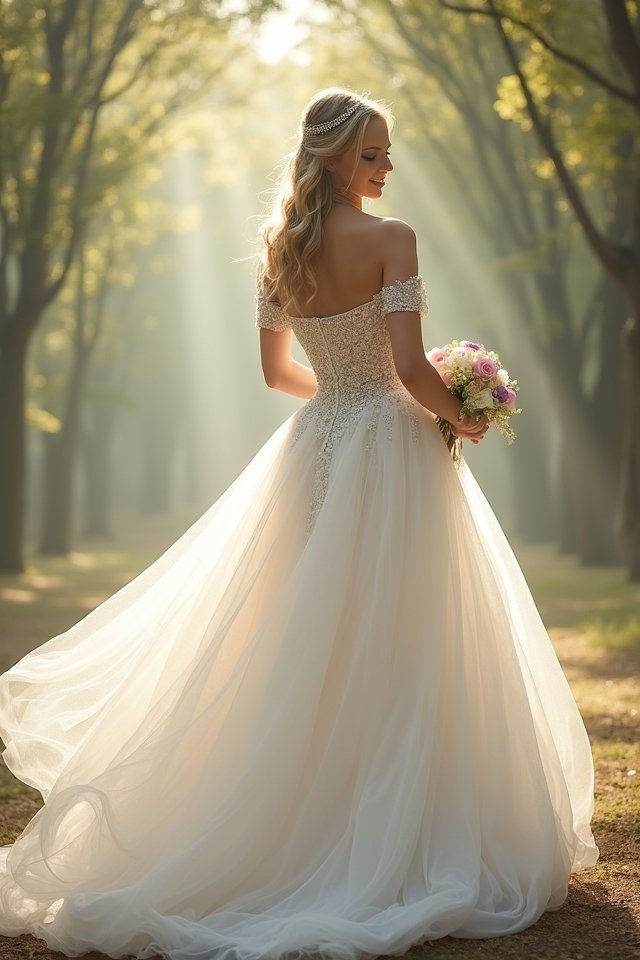 whimsical off shoulder wedding gowns