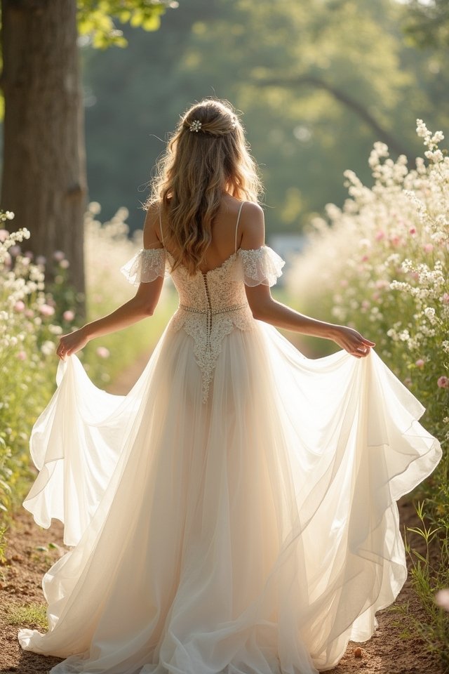 whimsical off the shoulder elegance