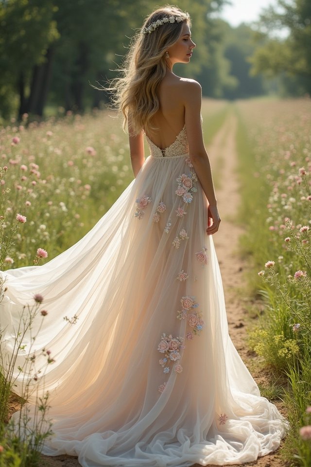 whimsical off the shoulder gown