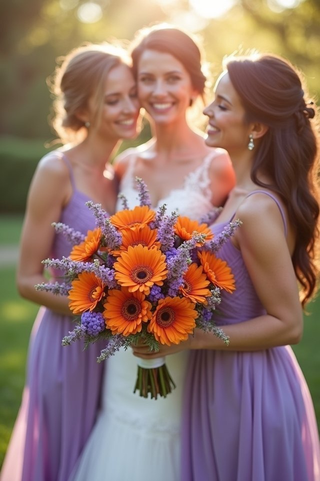 whimsical orange and lavender