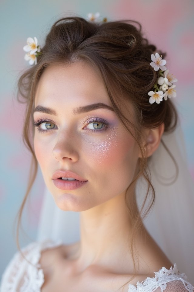 whimsical pastel bridal beauty