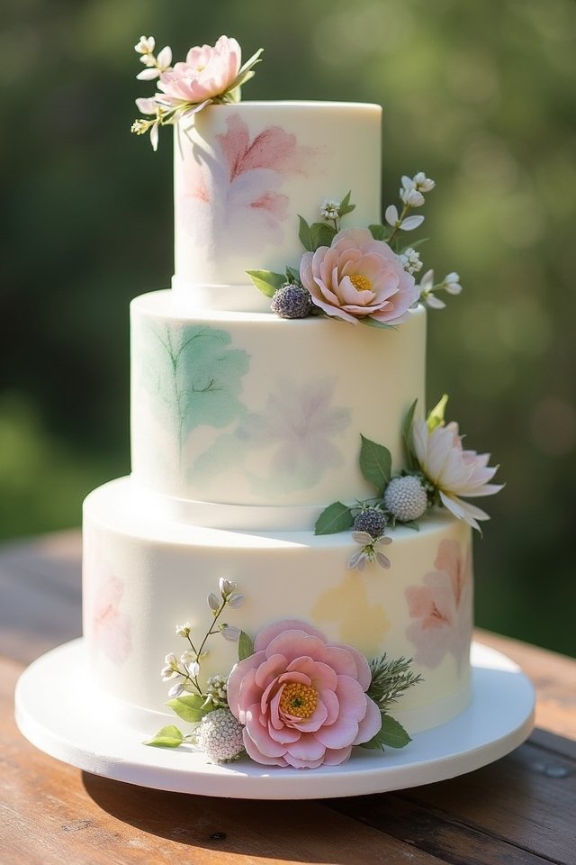 whimsical pastel watercolor cake