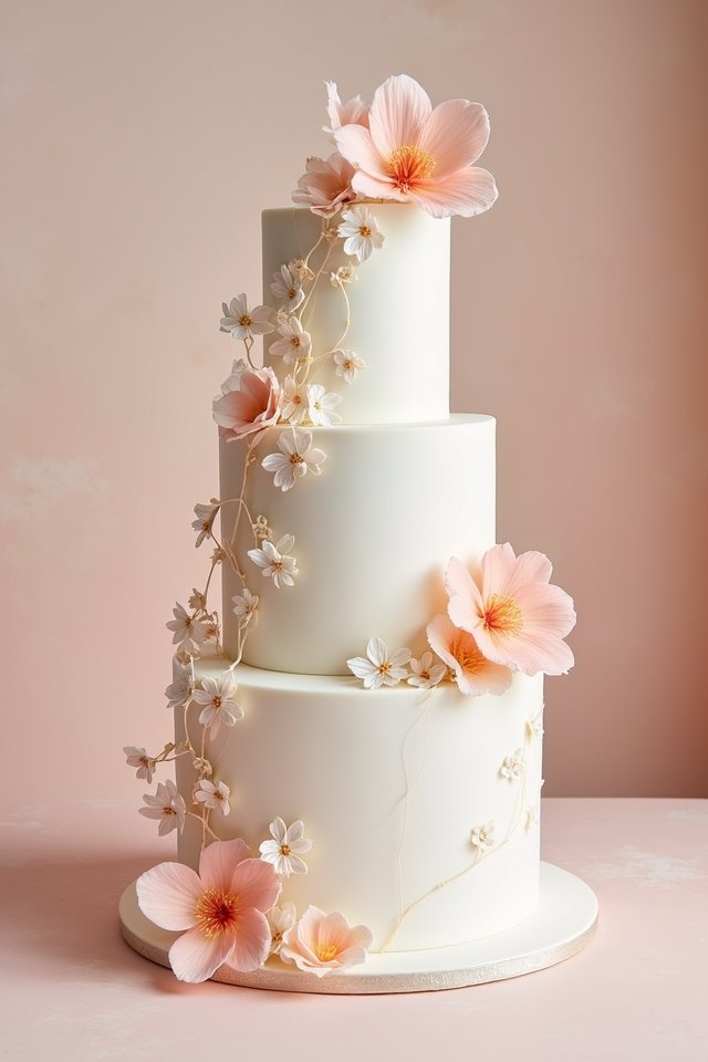 whimsical peach floral cake