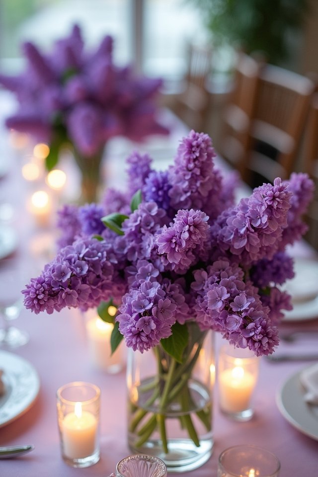 whimsical purple floral arrangements