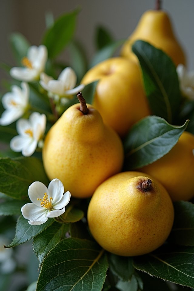 whimsical quince fruit arrangement