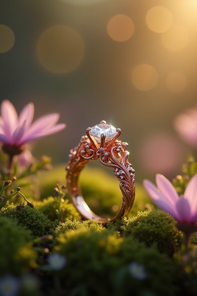whimsical rose gold engagement