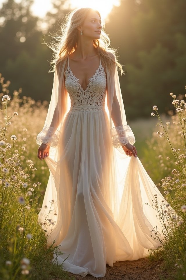 whimsical sheer overlay gown
