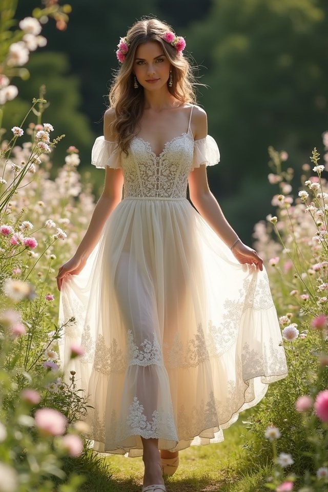 whimsical tea length bridal dress