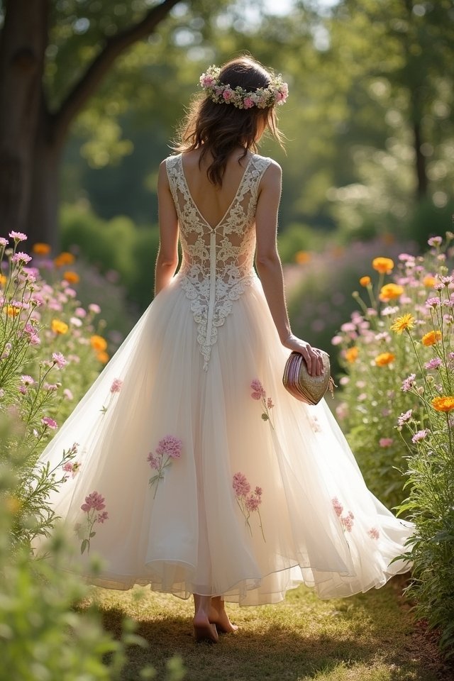whimsical tea length bridal dress