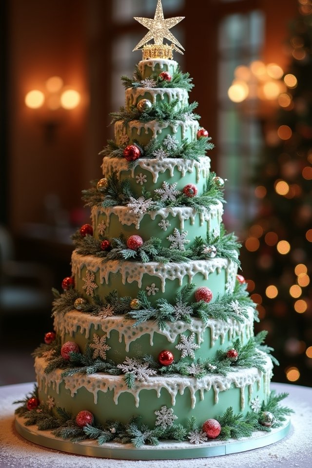 whimsical towering christmas cake