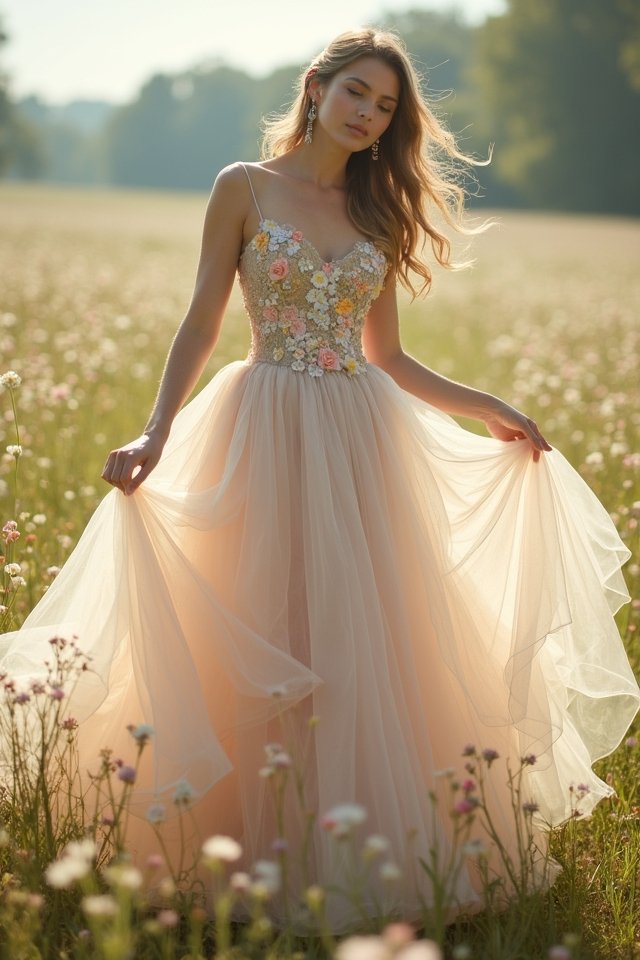 whimsical tulle floral ballgown