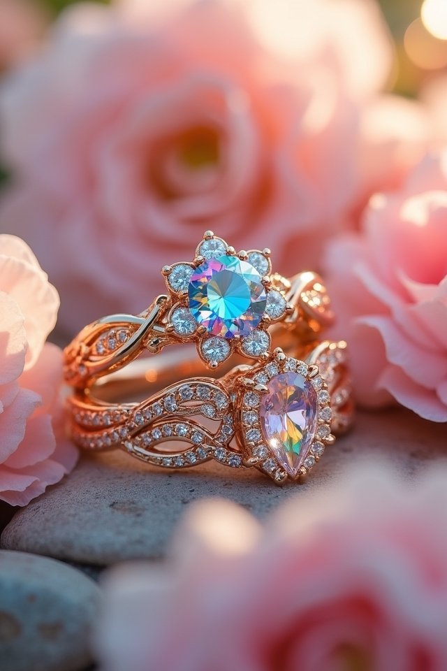 whimsical twist engagement rings
