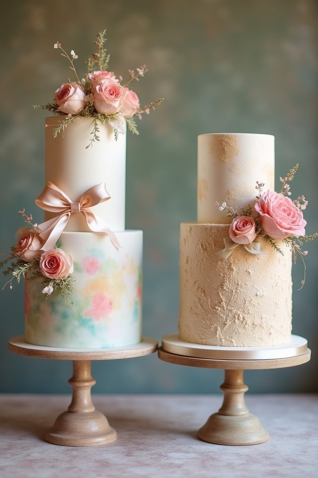 whimsical watercolor wedding cakes