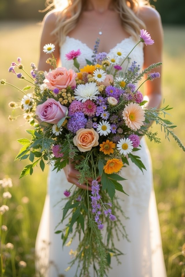 whimsical wildflower bouquet cascade