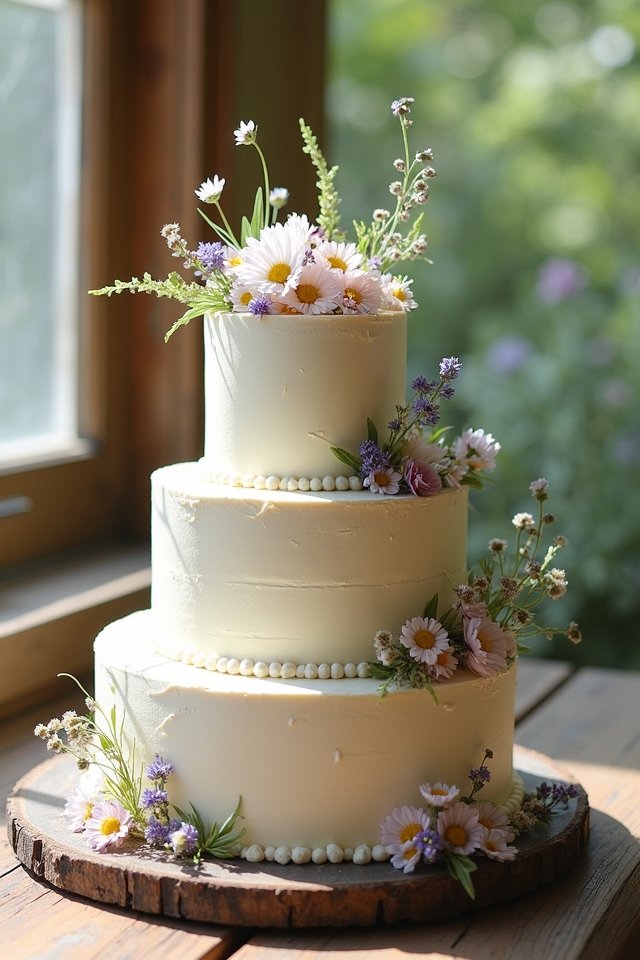 whimsical wildflower wedding cake