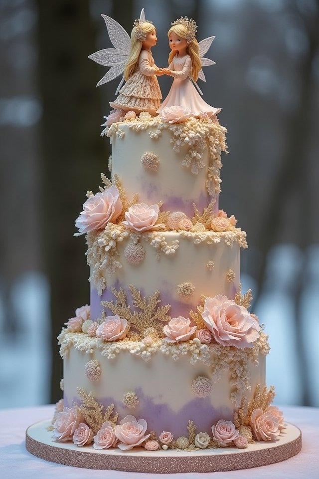 whimsical winter wedding cake