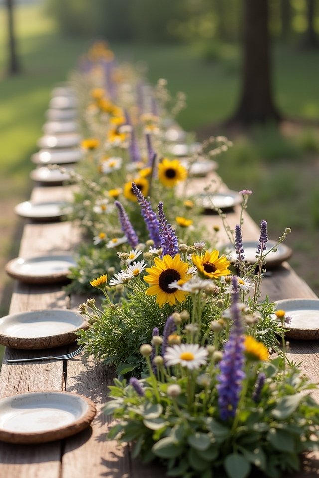 wildflower wreath table runners